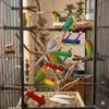 Natural Wood Ladder Toy, Climbing & Chewing Bridge, Safe Hanging for Parrots, Cockatiels, and Parakeets, Birdcage Accessories (6 Steps)