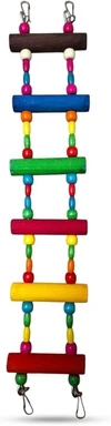 Natural Wood Ladder Toy, Climbing & Chewing Bridge, Safe Hanging for Parrots, Cockatiels, and Parakeets, Birdcage Accessories (6 Steps)