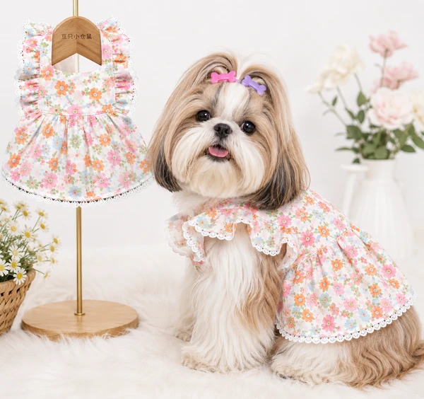 Princess Floral Pet Dress – Lightweight Summer Outfit for Small & Medium Breed Dogs & Cats
