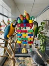 Bird Parrot Chewing Toy - Multicolored Natural Wooden Blocks for Macaws, cockatoos, African Gray and a Variety of Amazon Parrots (W 13cm x H 35cm)