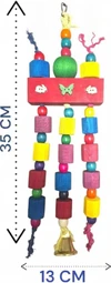 Bird Parrot Chewing Toy - Multicolored Natural Wooden Blocks for Macaws, cockatoos, African Gray and a Variety of Amazon Parrots (W 13cm x H 35cm)