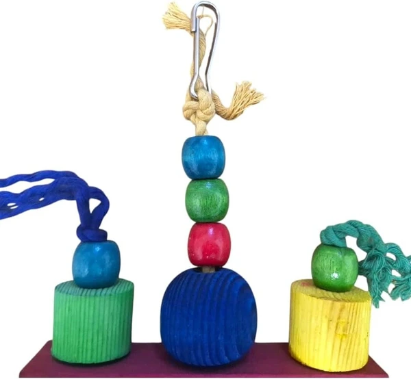 Bird Parrot Chewing Toy - Multicolored Natural Wooden Blocks for Macaws, cockatoos, African Gray and a Variety of Amazon Parrots (W 13cm x H 35cm)