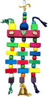 Bird Parrot Chewing Toy - Multicolored Natural Wooden Blocks for Macaws, cockatoos, African Gray and a Variety of Amazon Parrots (W 13cm x H 35cm)
