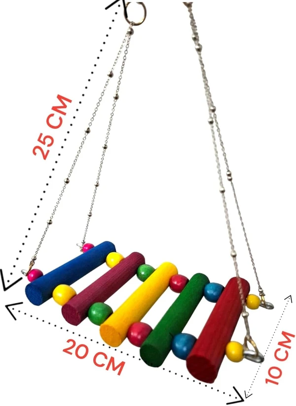 3pcs Bird Toy Accessories (Bird Cage Swing, Swing with Chain, and Bamboo Toy) for Cockatiels, Budgies, Conures, Canary, Parrotlet, Zebra Finches and Lovebirds