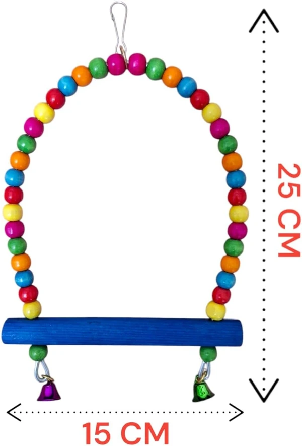 3pcs Bird Toy Accessories (Bird Cage Swing, Swing with Chain, and Bamboo Toy) for Cockatiels, Budgies, Conures, Canary, Parrotlet, Zebra Finches and Lovebirds