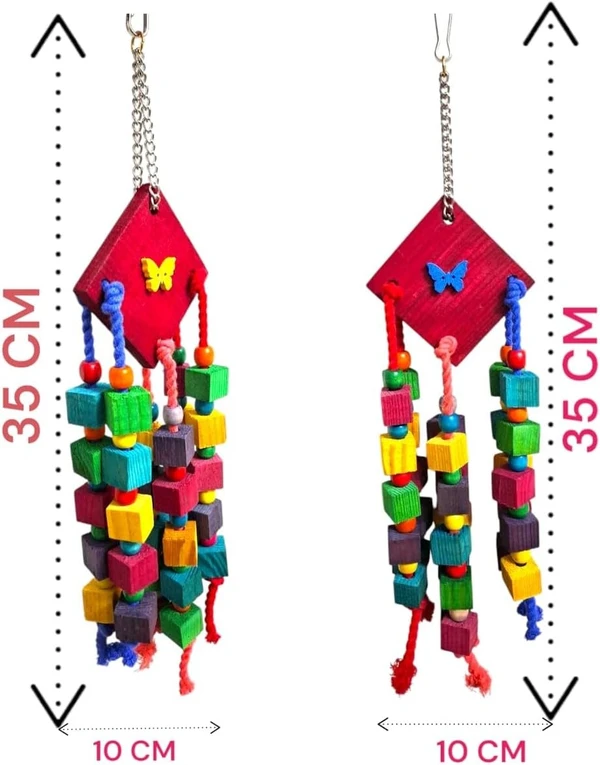 Wooden Funny Chew Toy for Parrot (Multicolor) HI 35 CM - W 10 CM