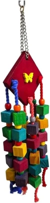 Wooden Funny Chew Toy for Parrot (Multicolor) HI 35 CM - W 10 CM