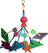 Hanging Bird Toy Made of Colorful Wooden Shapes, Chewable with Cotton Strings Height 25 cm - Width 8 cm