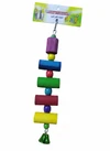 Wooden Chewable Hanging Bird Toys with Bell HI 25cm, W 7 CM
