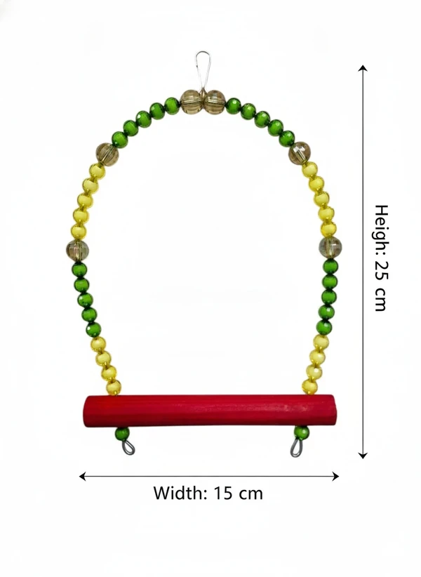Colorful Bird Swing Toy with Charming Beads Width 15 cm - Height 25 cm 