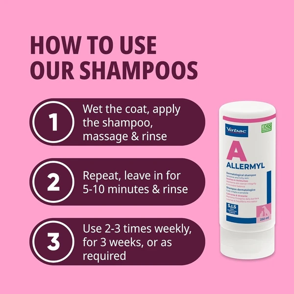 Virbac Allermyl Shampoo for Dogs & Cats – Sensitive & Itchy Skin 250ml