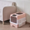 Large Capacity Enclosed Cat Litter Box with Push Pull Drawer Design & Shovel