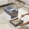Large Capacity Enclosed Cat Litter Box with Push Pull Drawer Design & Shovel