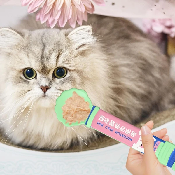 Plastic Lightweight Portable Cat Treat Squeeze Spoon for Liquid Snack & Wet Food