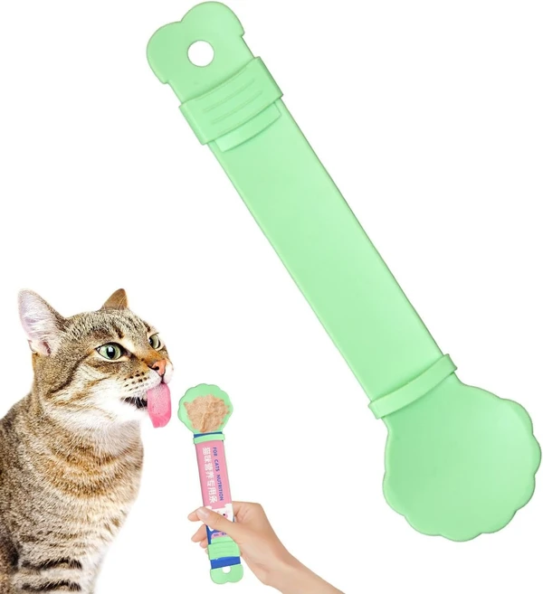 Plastic Lightweight Portable Cat Treat Squeeze Spoon for Liquid Snack & Wet Food