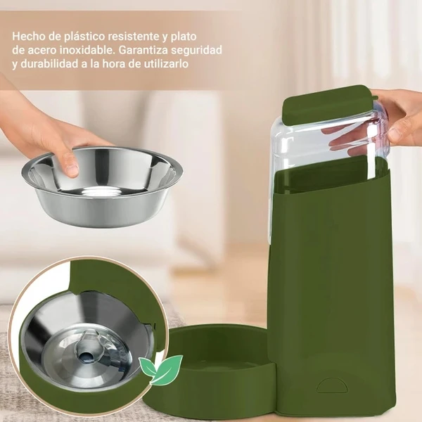 Large Capacity Plastic Automatic Pet Water Dispenser with Stainless Bowl for Dogs & Cats