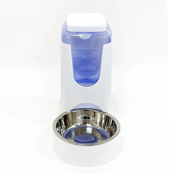 Large Capacity Plastic Automatic Pet Food Dispenser with Stainless Bowl for Dogs & Cats