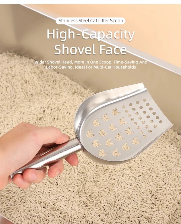 Modern Stainless Steel Cat Litter Scoop Durable, Fast Sifting and Impact-Resistant