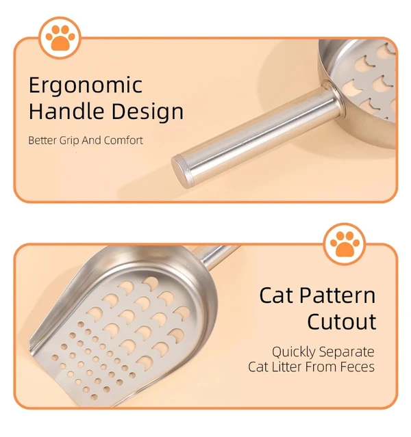 Modern Stainless Steel Cat Litter Scoop Durable, Fast Sifting and Impact-Resistant