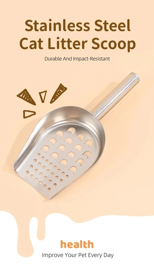 Modern Stainless Steel Cat Litter Scoop Durable, Fast Sifting and Impact-Resistant