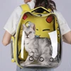 Transparent Pet Backpack Adorned with Playful Cartoon Design – Large Capacity Breathable Double Shoulder Bag Outdoor Travel for Cats & Small Dogs 