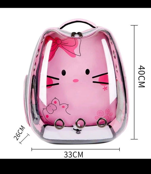 Transparent Pet Backpack Adorned with Playful Cartoon Design – Large Capacity Breathable Double Shoulder Bag Outdoor Travel for Cats & Small Dogs