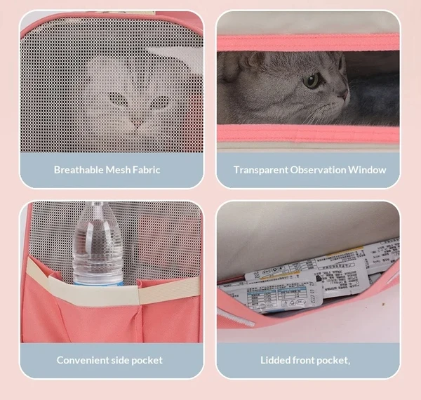Breathable Pet Carrier Bag with Adjustable Shoulder Strap, Comfortable Handle and Anti-Slip Pads for Cats & Small Dogs