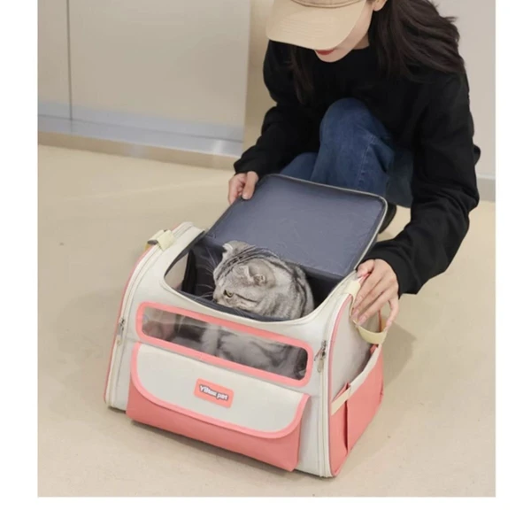 Breathable Pet Carrier Bag with Adjustable Shoulder Strap, Comfortable Handle and Anti-Slip Pads for Cats & Small Dogs