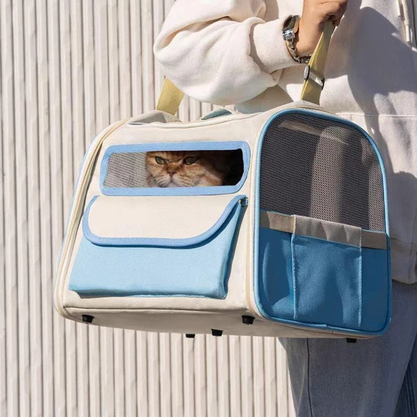 Breathable Pet Carrier Bag with Adjustable Shoulder Strap, Comfortable Handle and Anti-Slip Pads for Cats & Small Dogs