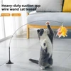 Interactive Cat Teaser Toy – Retractable Wire Wand with Suction Cup Base, Colorful Feather & Bell
