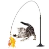 Interactive Cat Teaser Toy – Retractable Wire Wand with Suction Cup Base, Colorful Feather & Bell