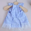Blue Plaid Princess Dog Dress with Lace & Bow – Elegant Outfit for Small Dogs (Size: Medium)