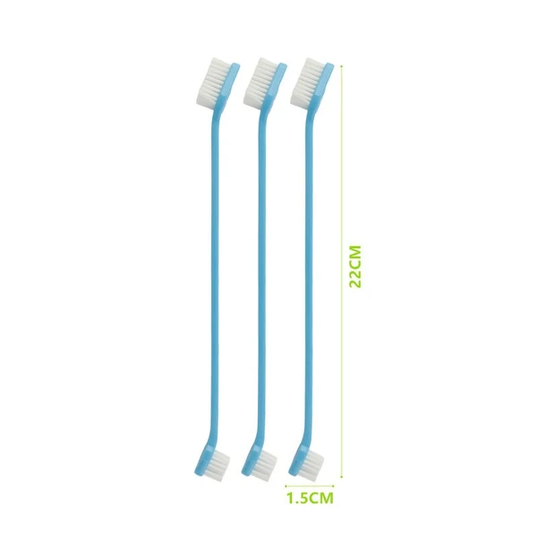 Nunbell 3Pc Dual-Ended Pet Dental Cleaning Toothbrush for Dogs 