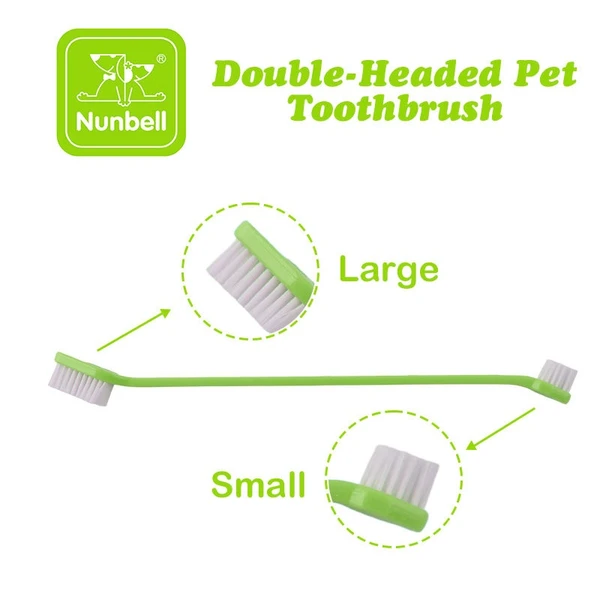 Nunbell 3Pc Dual-Ended Pet Dental Cleaning Toothbrush for Dogs 