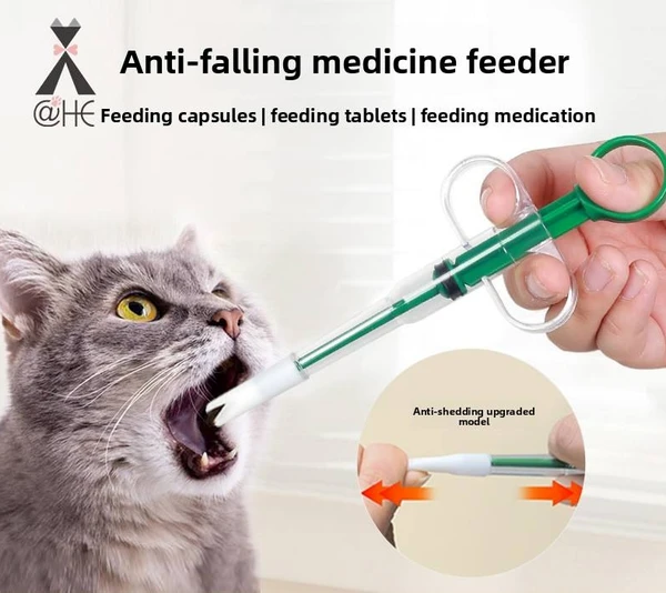 Pet Feeding Kit with Double Interchangeable Soft Silicone Heads Suitable for Feeding Pills, Capsules and Liquid Medicine for Dogs & Cats