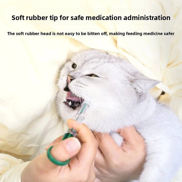 Pet Feeding Kit with Double Interchangeable Soft Silicone Heads Suitable for Feeding Pills, Capsules and Liquid Medicine for Dogs & Cats