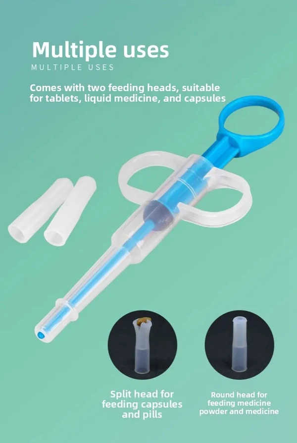 Pet Feeding Kit with Double Interchangeable Soft Silicone Heads Suitable for Feeding Pills, Capsules and Liquid Medicine for Dogs & Cats