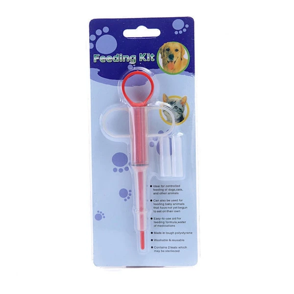 Pet Feeding Kit with Double Interchangeable Soft Silicone Heads Suitable for Feeding Pills, Capsules and Liquid Medicine for Dogs & Cats