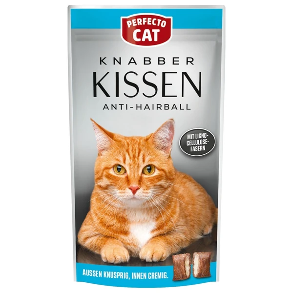 Perfecto Cat Crispy Pillows with Filling Adult Cats Snack Anti-Hairball 50g