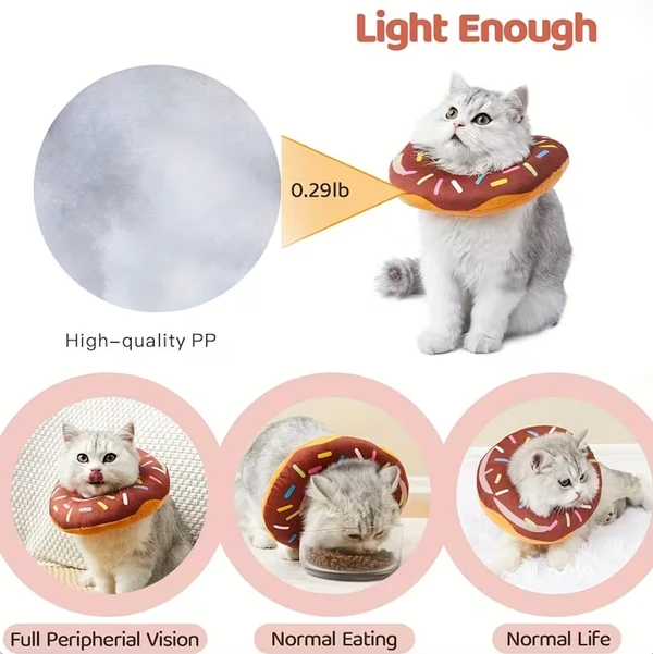 Soft Donut Recovery Collar for Cats | Adjustable Elizabethan Recovery Cone to Prevent Licking After Surgery | Comfortable Cat E-Collar