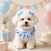 3-Piece Adjustable Pet Ruffle Collar & Bow Hair Clip Set – Cute Plaid Neck Collar for Dogs & Cats, Stylish Accessories for Puppies, Kittens & Small Pets