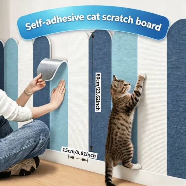 4-Piece Self-Adhesive Cat Scratching Mat Set for Walls & Sofas – Durable Sisal Scratch Protector Panels for Furniture, Doors & Pet Rooms
