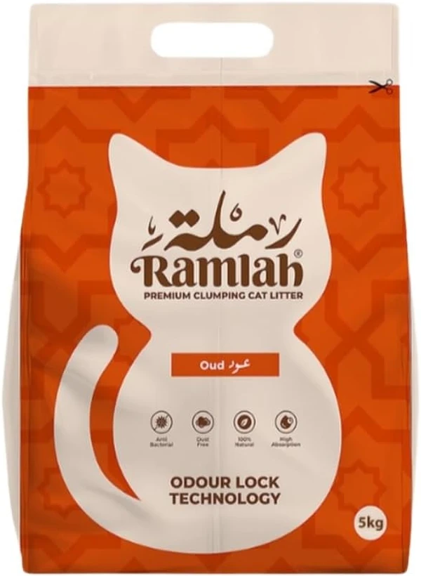 Ramlah Premium Clumping Cat Litter Scented – Activated Carbon Odour-Lock, Low Dust & Strong Clumping