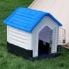 Breathable Detachable Outdoor Plastic Dog House with Elevated Floor & Metal Door for Small Dogs (70x58x66h) - Red