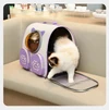 Breathable Pet Travel Backpack Bag with Bubble Window and Storage Pockets with Cute Paw Print for Cats & Small Dogs