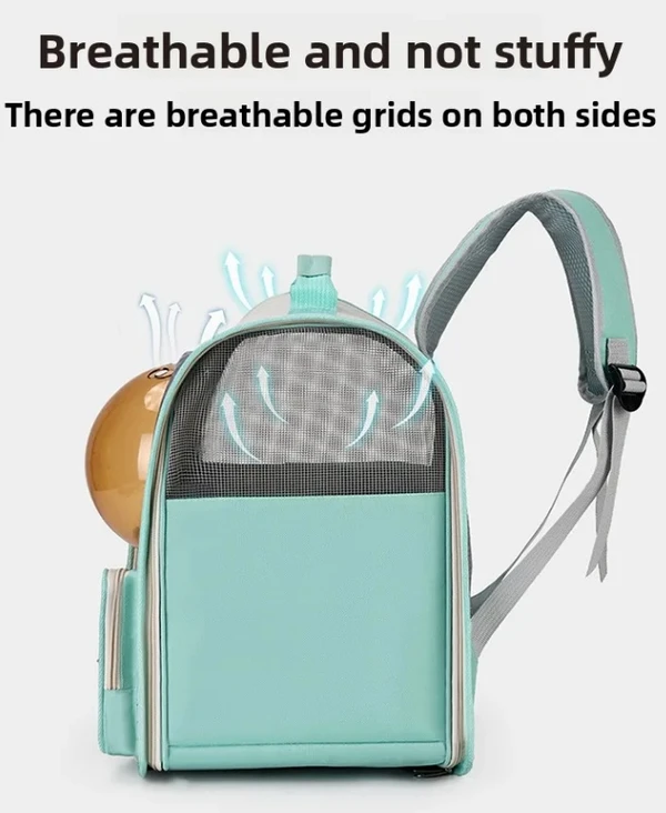 Breathable Pet Travel Backpack Bag with Bubble Window and Storage Pockets with Cute Paw Print for Cats & Small Dogs