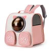 Breathable Pet Travel Backpack Bag with Bubble Window and Storage Pockets with Cute Paw Print for Cats & Small Dogs