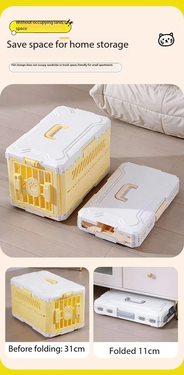 Portable Foldable Pet Carrier with Handle – Breathable Large Capacity Airline Approved for Cats & Small Dogs