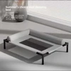 Comfortable Elevated Detachable Pet Bed with Bolster Headrest, Metal Frame & Breathable Mesh (65*45*17cm)