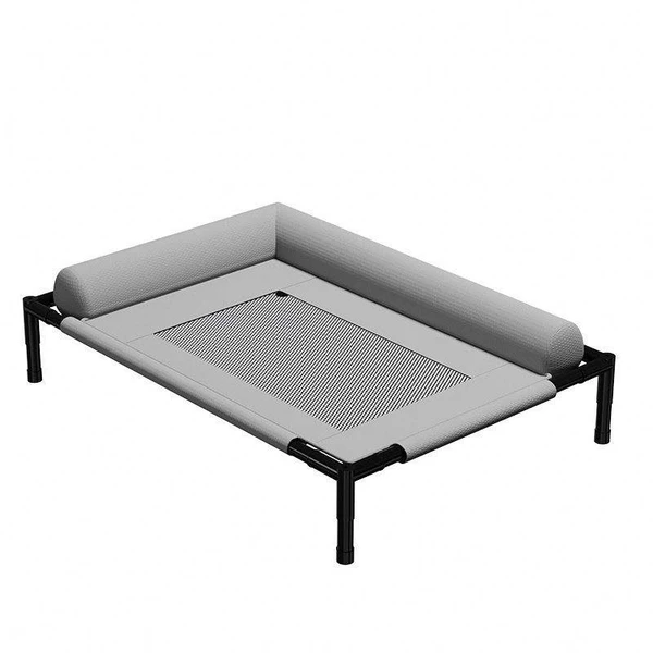 Comfortable Elevated Detachable Pet Bed with Bolster Headrest, Metal Frame & Breathable Mesh (65*45*17cm)